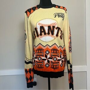 San Francisco Giants Buster Posey Crewneck Argyle Holiday Christmas Sweater Sz M